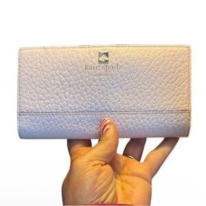 Kate Spade Light Pink Textured Wallet Leather Blush clutch designer card holder